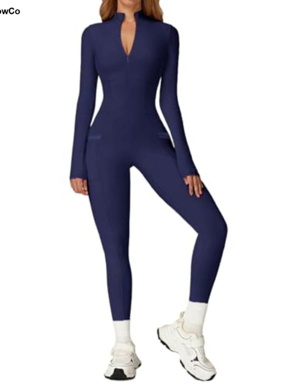 ECUPPER Women Long Sleeve Zip Up Jumpsuit One Piece Unitard Pocket